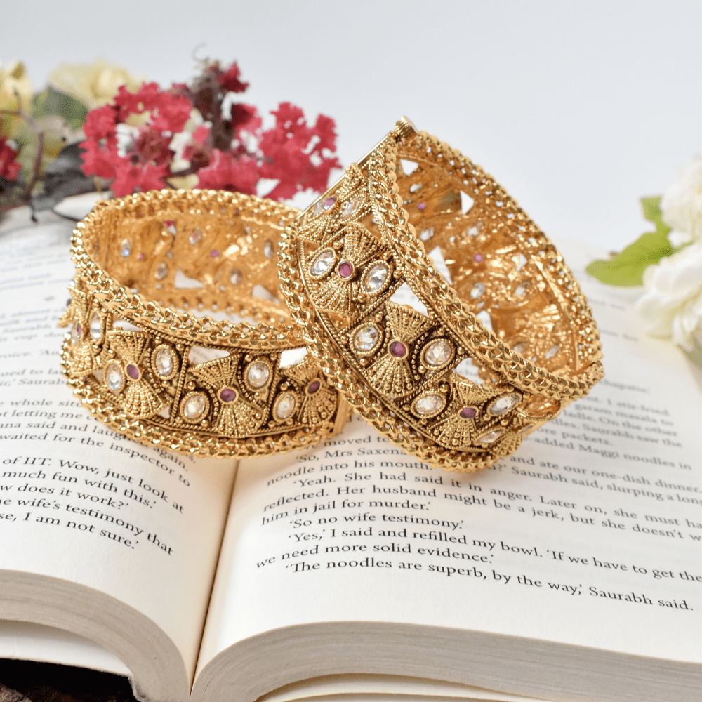 Antique Gold Jodha Openable Bangles