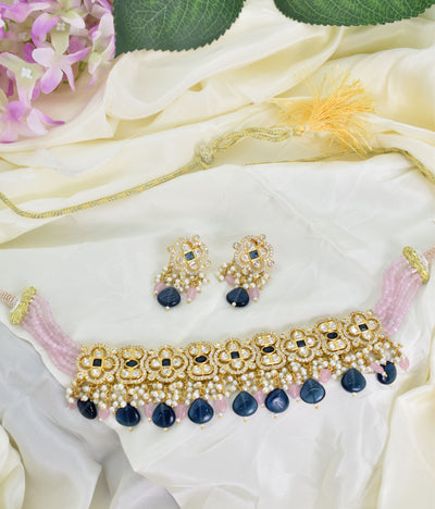 Mariam necklace set (navy blue)
