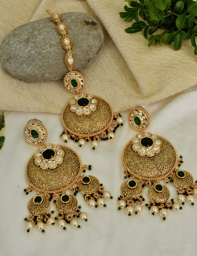 Kinza earrings set (green)