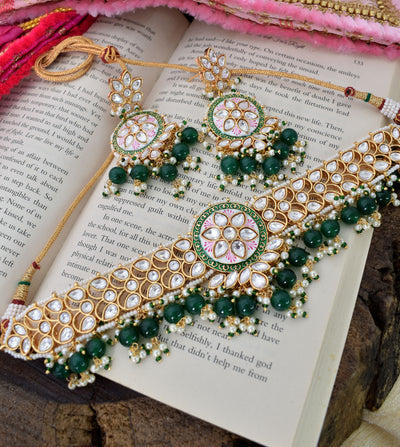 Ahalya necklace set (green)