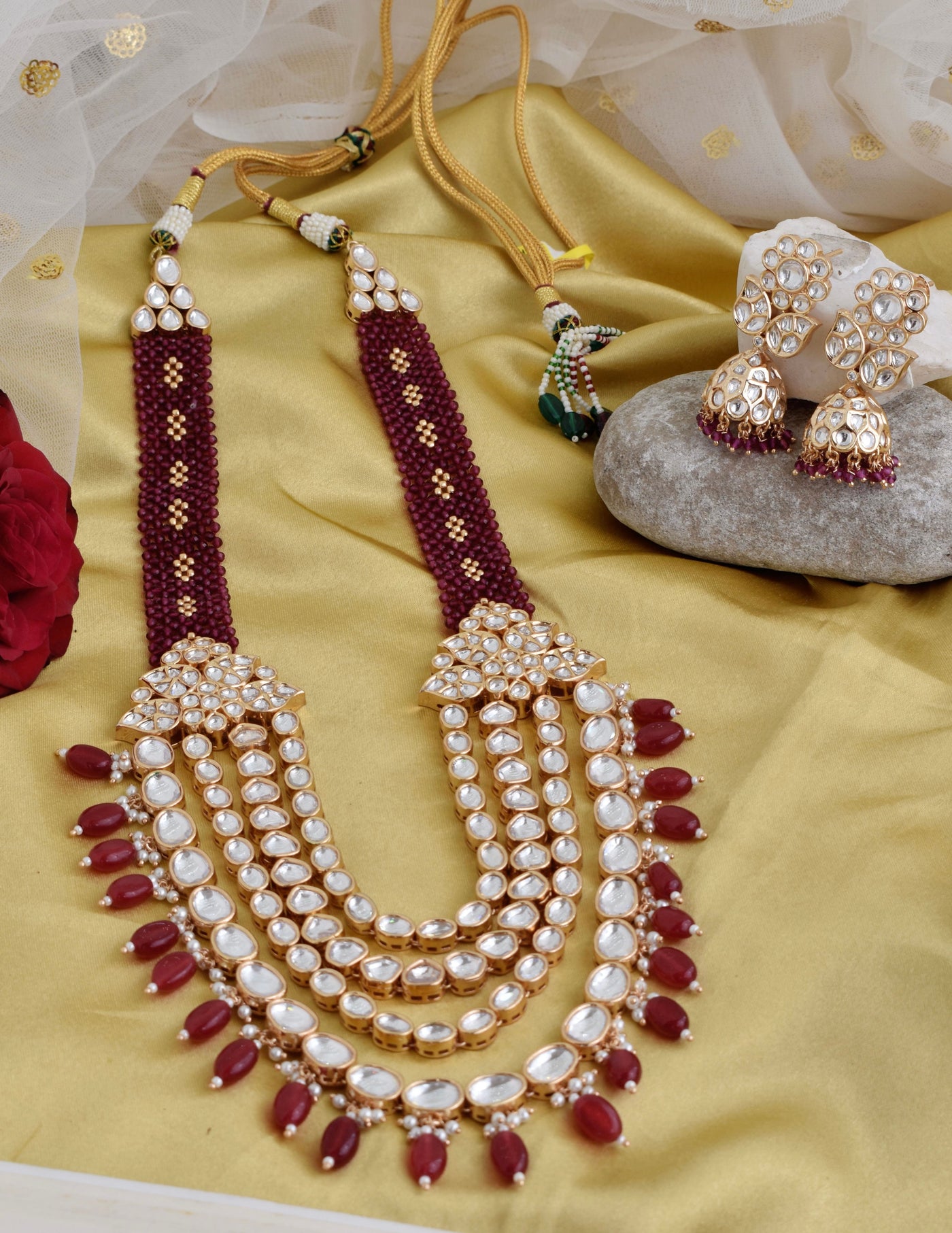Moonrise necklace set (maroon)